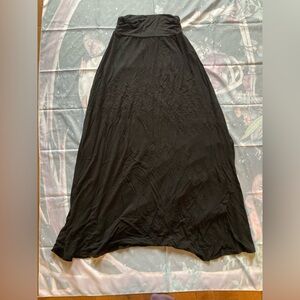 Eclipse Black Maxi Skirt with Fold-Over Waist
